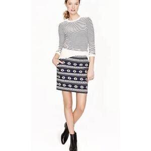 J. Crew Navy Blue Floral Cotton Blend Pocket Jacquard Casual Mini Skirt Size 8